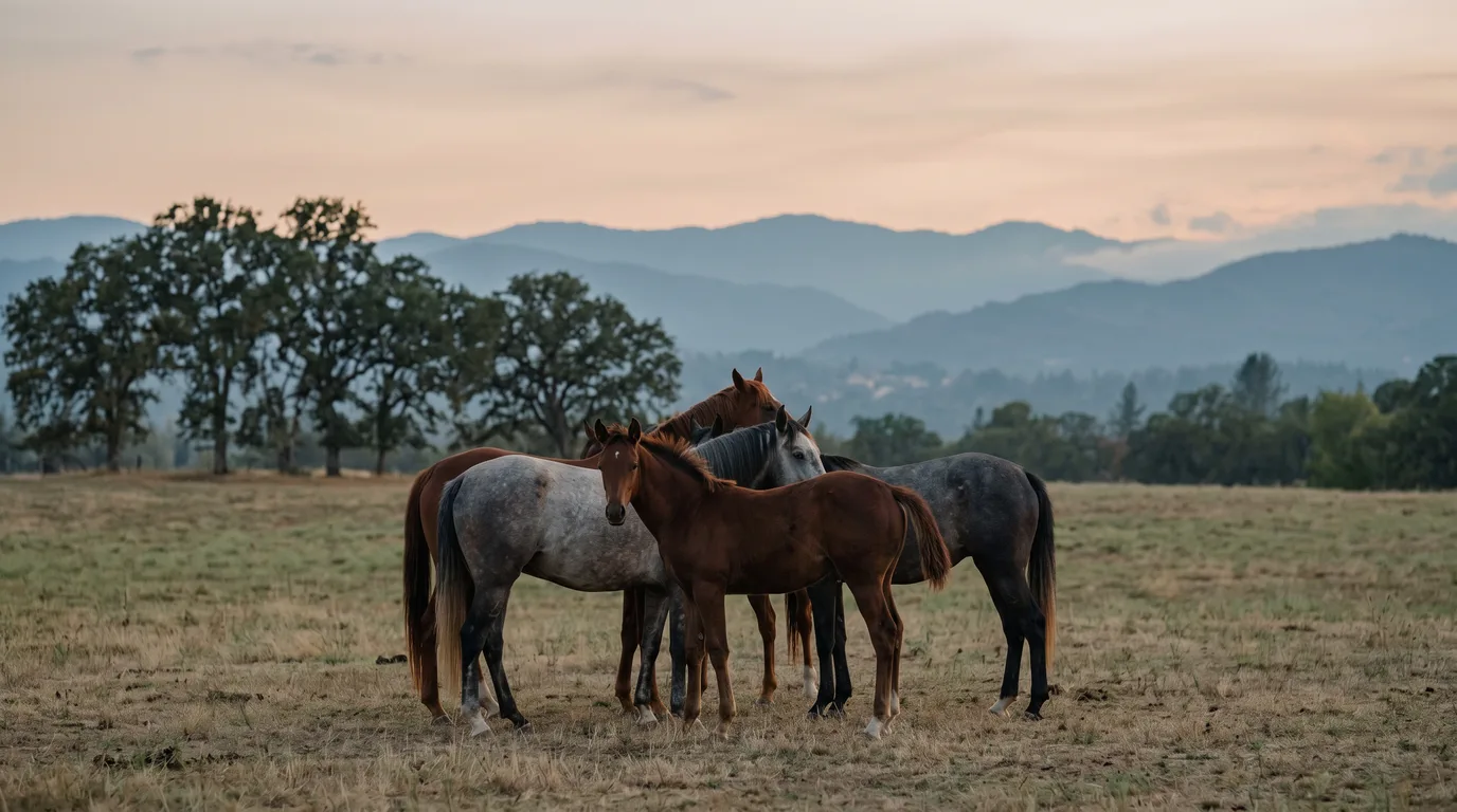 Chevaux en liberté, Écuries de la Violette, Ain